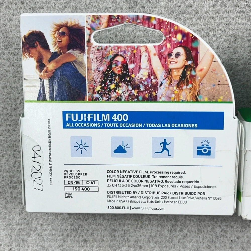 Fujifilm 400 Color Negative 35mm Film, 36 Exposure 2 Pack Lot of 2 Total 6 Rolls